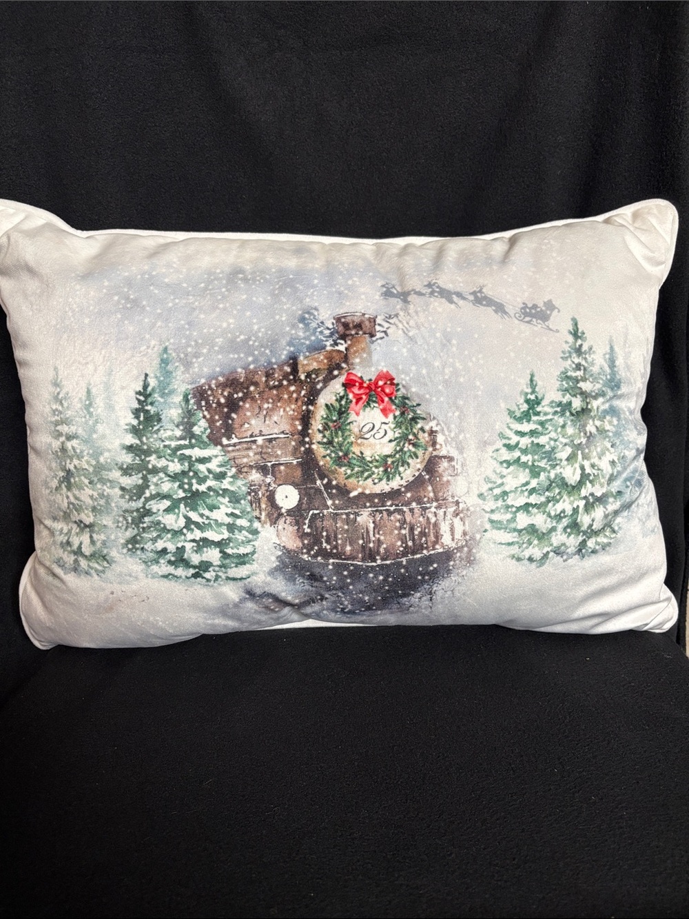 Christmas Holiday Pillow Pine Trees with Snow Design